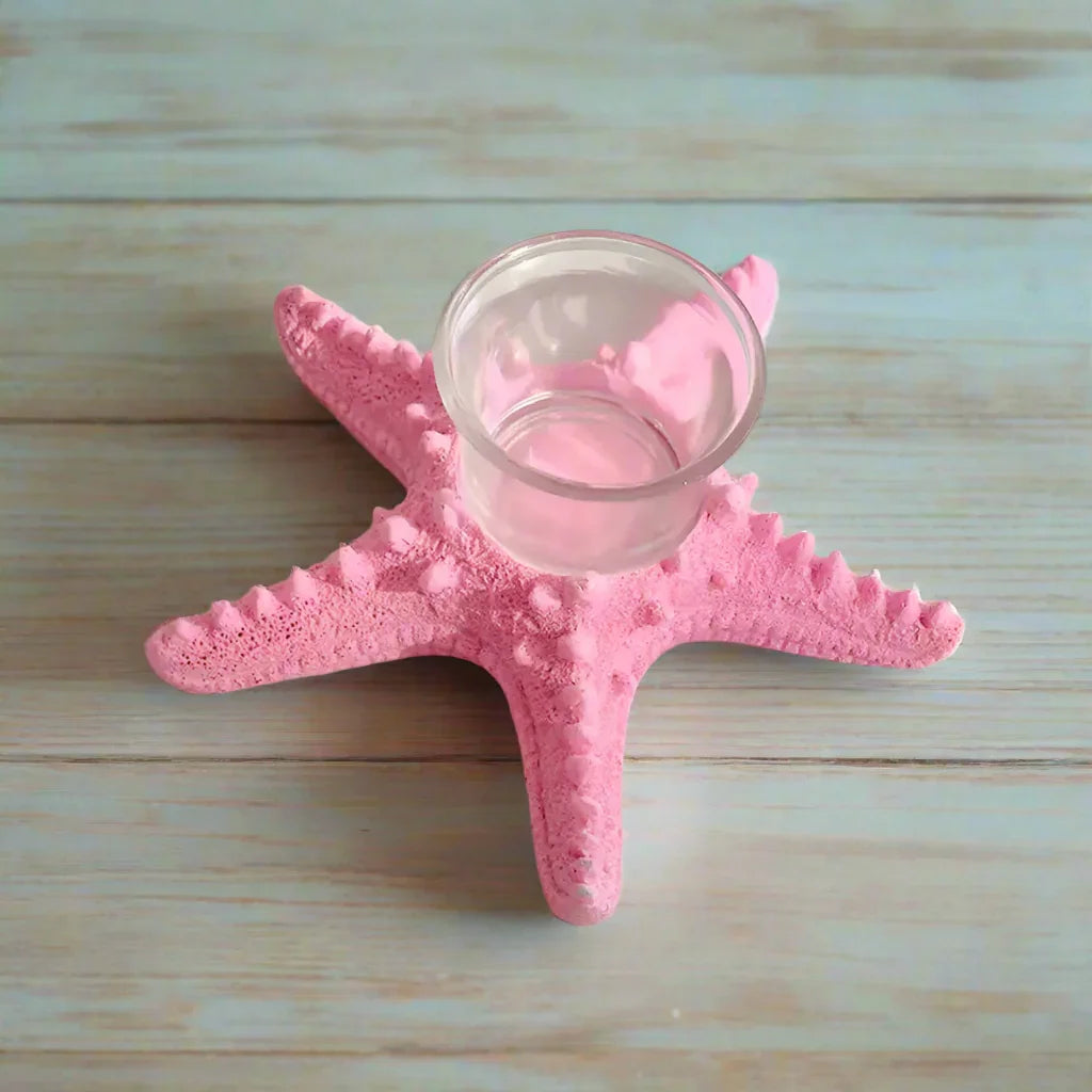 Starfish Candle Holder Coastal White Blue or Pink - The Renmy Store Homewares & Gifts