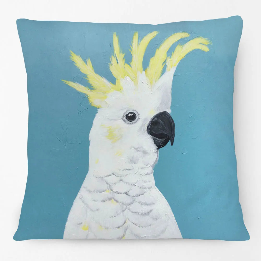 Australian Bird Cushion Cover | Cockatoo Galah Linen 45cm