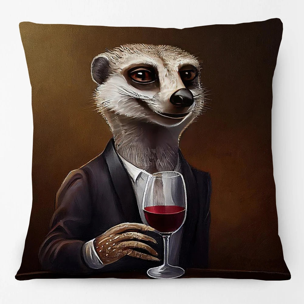 Cushion Cover Vintage Wine Bar Animal Print 45cm | Cheetah Kangaroo Donkey & More