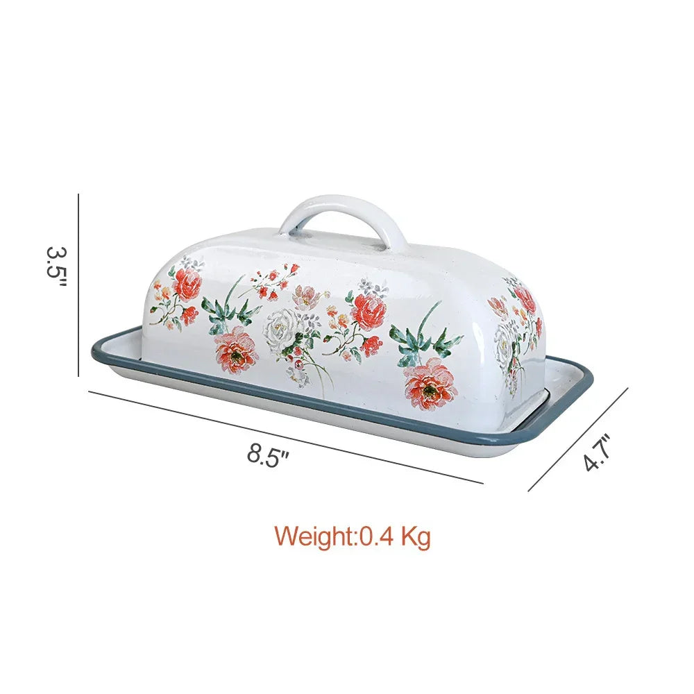 Butter Dish With Cover Applicable To Workbench Non-Damable Metal Container Retro Darmhouse Style Dishes - The Renmy Store Homewares & Gifts