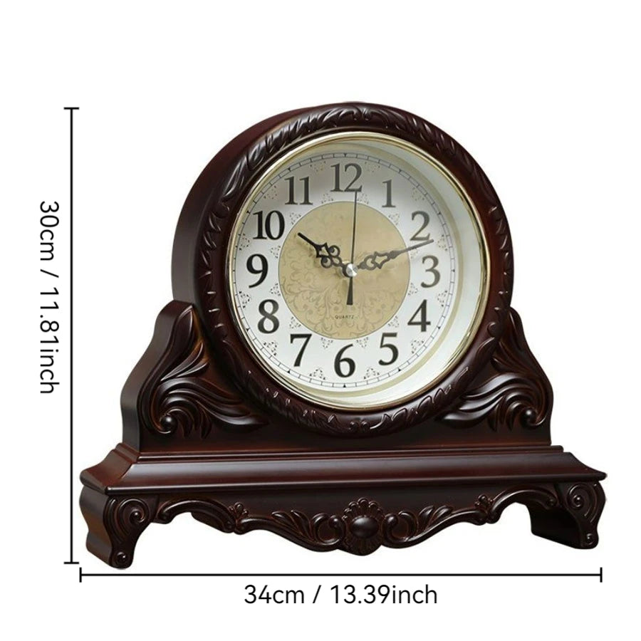 Vintage Mantel Clock | Ornate Carved Silent Table Clock | Walnut or French White | Antique Style Home Decor
