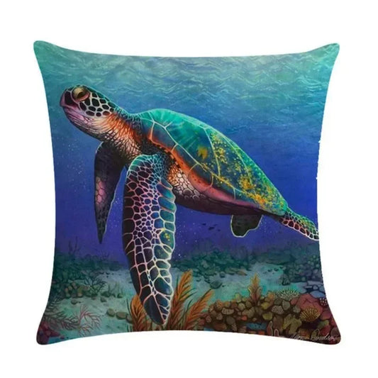 Turtle Cushion Cover | Cotton Linen 40cm 45cm 50cm | 14 Designs