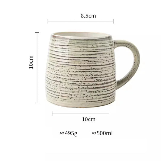 Vintage Natural Earth Glaze Ceramic Mug Cup 500ml | Rustic Imperfect Finish Coffee Cup