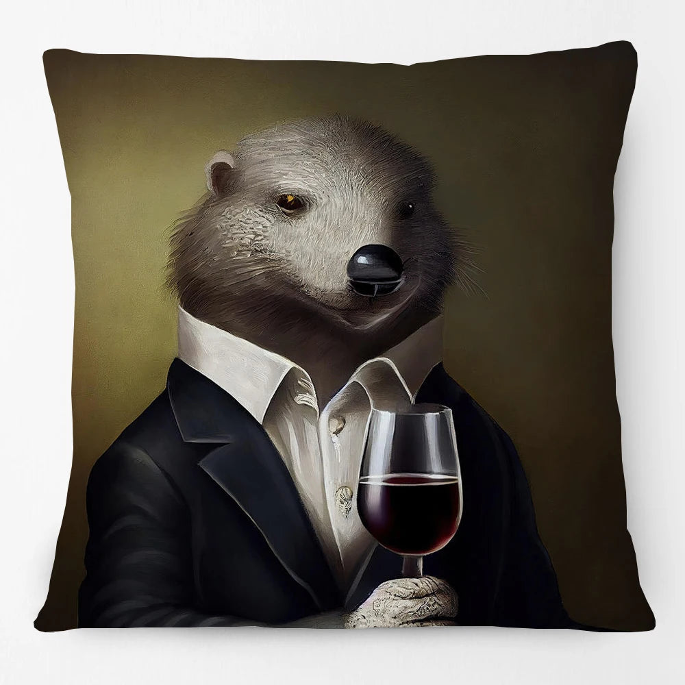 Cushion Cover Vintage Wine Bar Animal Print 45cm | Cheetah Kangaroo Donkey & More
