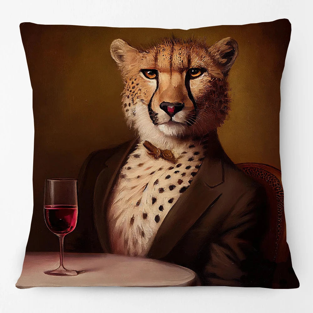 Cushion Cover Vintage Wine Bar Animal Print 45cm | Cheetah Kangaroo Donkey & More