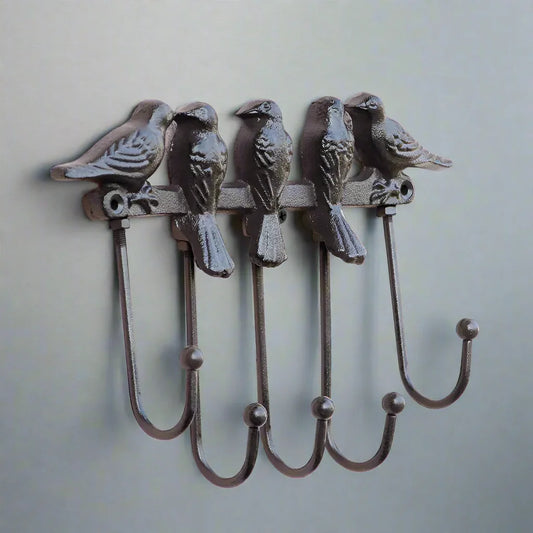 Hook Bird Five Vintage Rustic Cast Iron