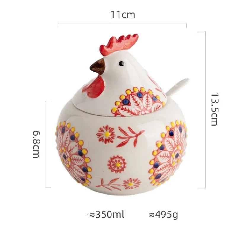Jar Chicken Rooster Country Pepper Salt Seasoning - The Renmy Store Homewares & Gifts