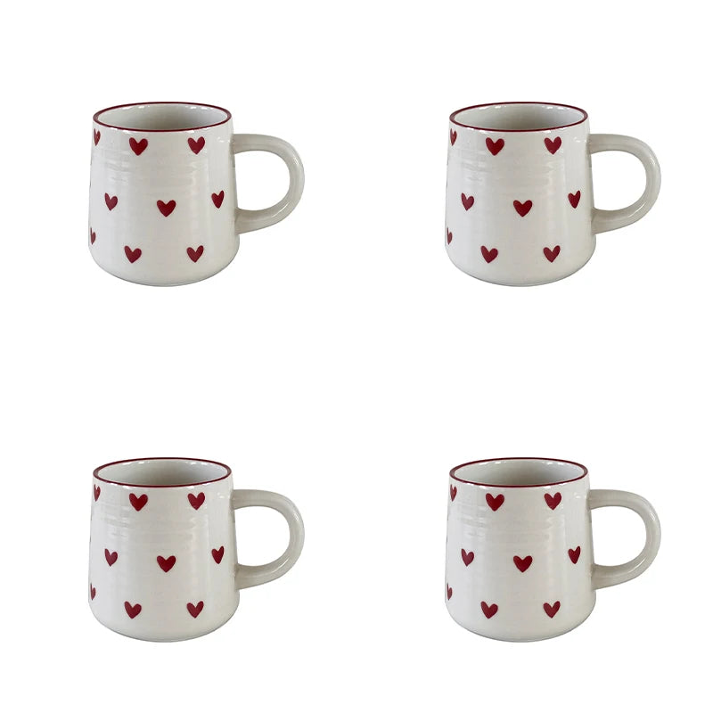 Heart Mug Love Pink Hearts | Ceramic Coffee Cup Gift Set