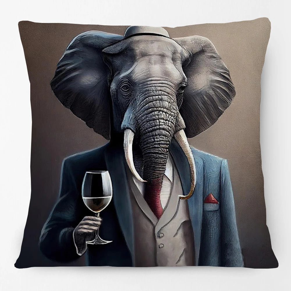 Cushion Cover Vintage Wine Bar Animal Print 45cm | Cheetah Kangaroo Donkey & More