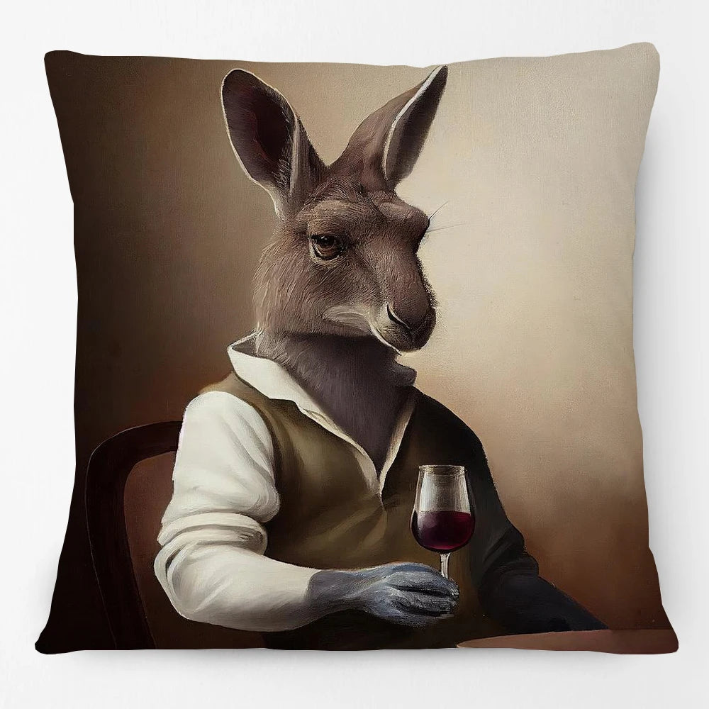 Cushion Cover Vintage Wine Bar Animal Print 45cm | Cheetah Kangaroo Donkey & More