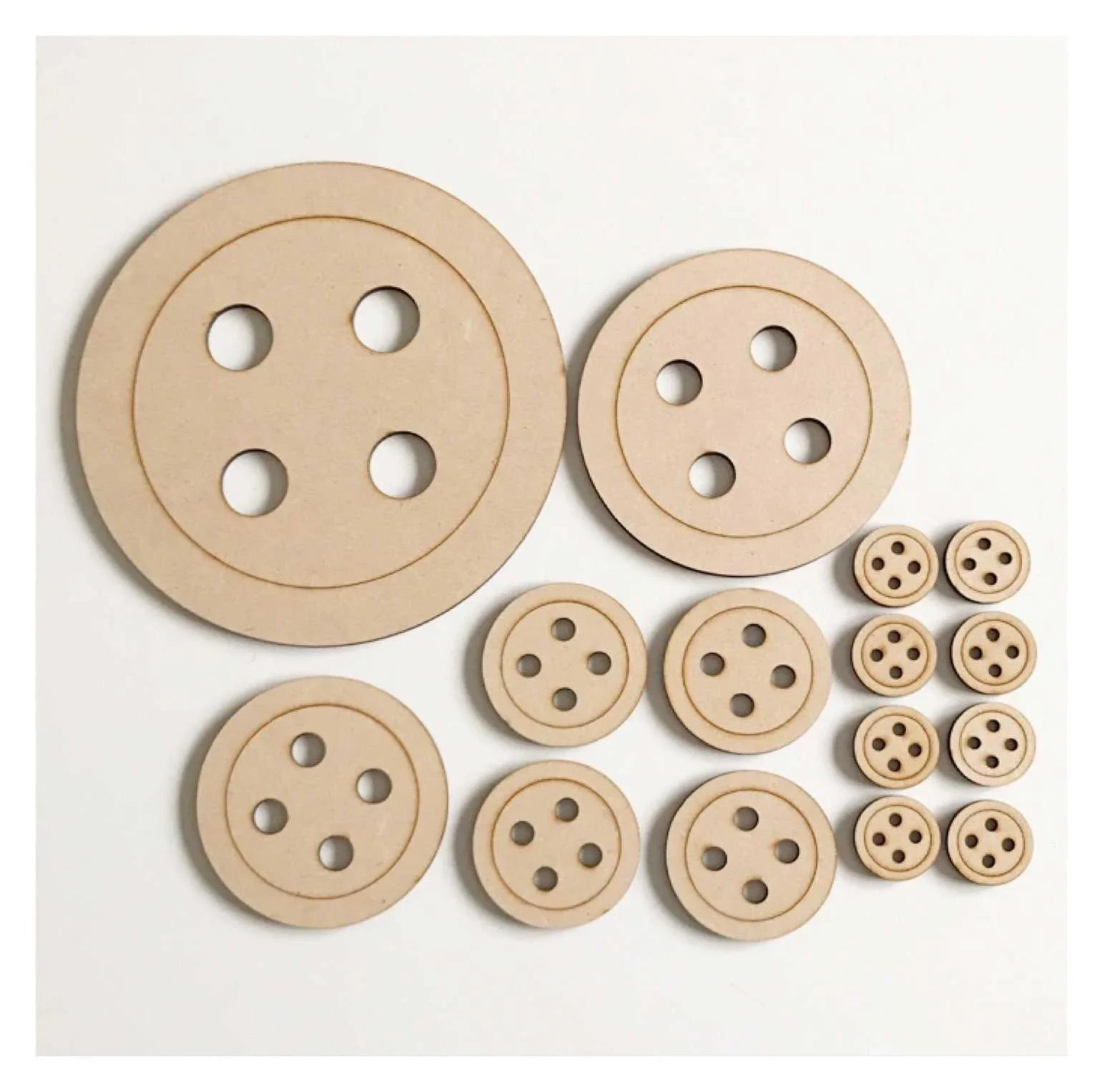 Button Buttons Set Raw MDF Wooden DIY Craft - The Renmy Store Homewares & Gifts