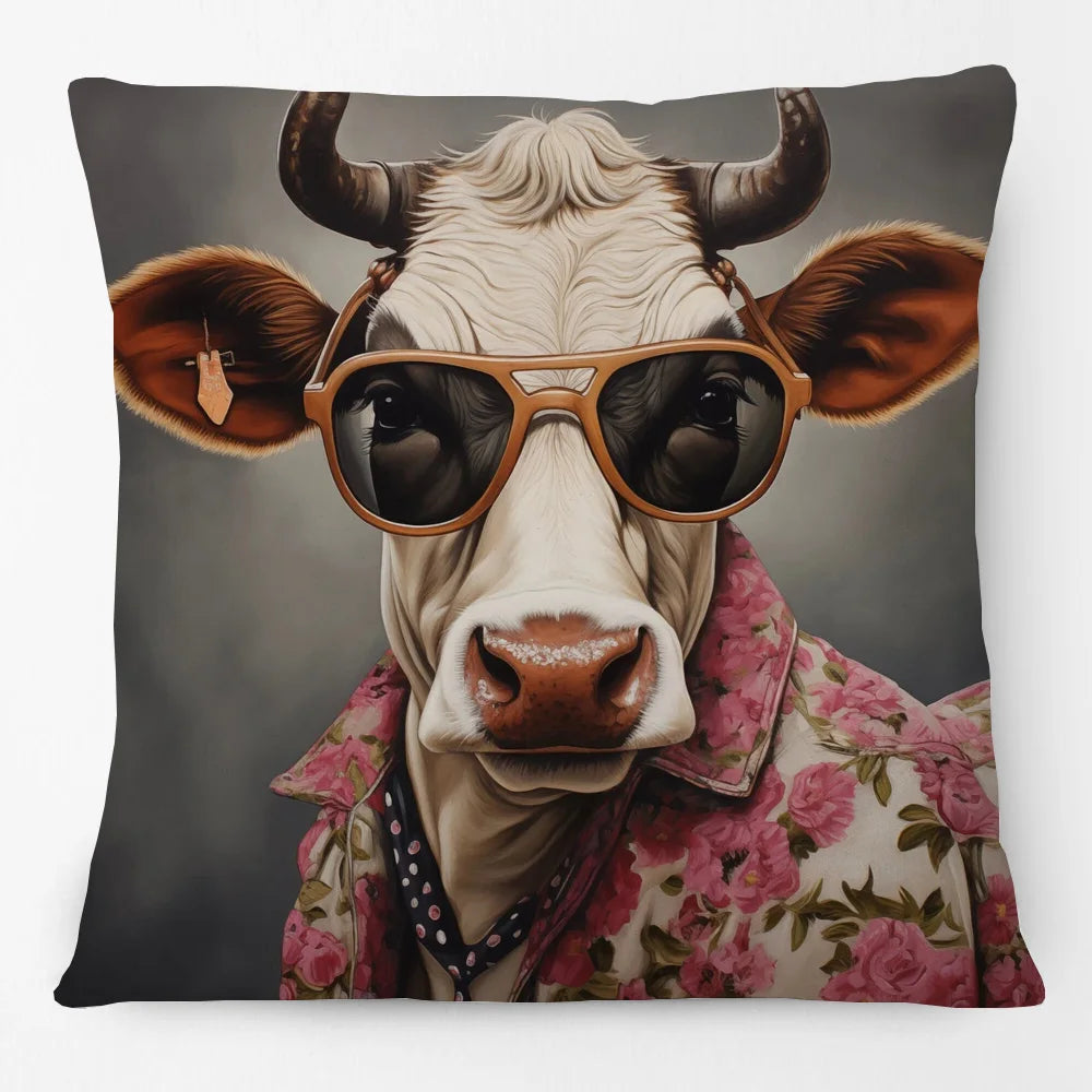 Cushion Cover Funky Farm Vintage Animals | Fox Highland Cow Sheep Alpaca Goat Donkey Horse