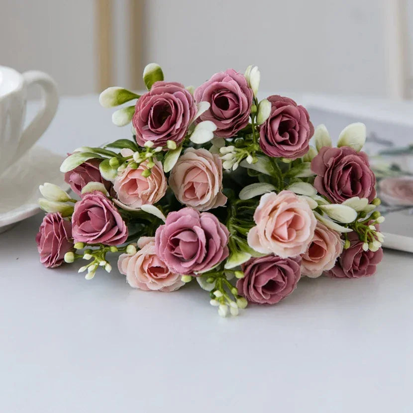 Rose 15 Bouquet Vase Decoration Artificial Flower