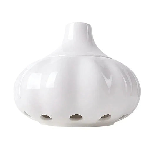 Garlic Ceramic Storage Jar French White