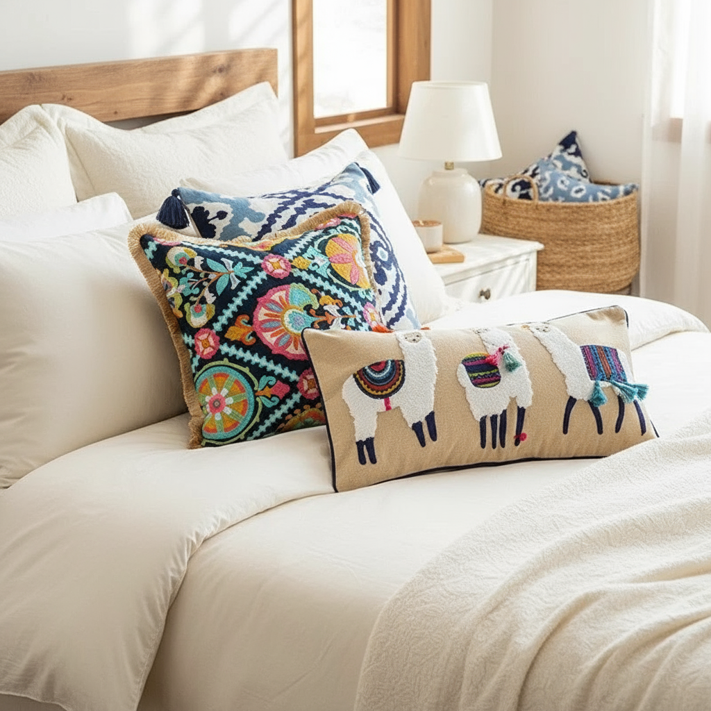 Cushion Cover Vintage Bohemian Llama Range | 45cm & 30x60cm | 7 Designs