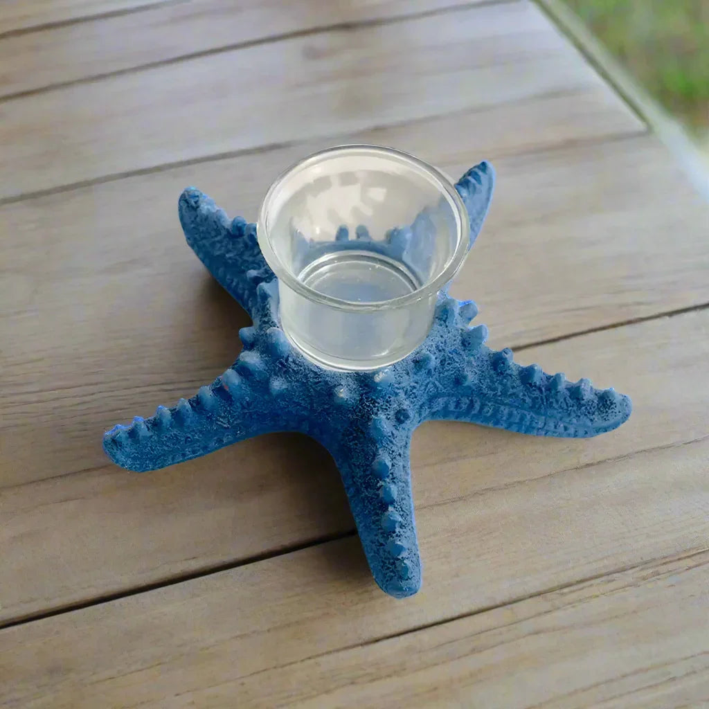 Starfish Candle Holder Coastal White Blue or Pink - The Renmy Store Homewares & Gifts
