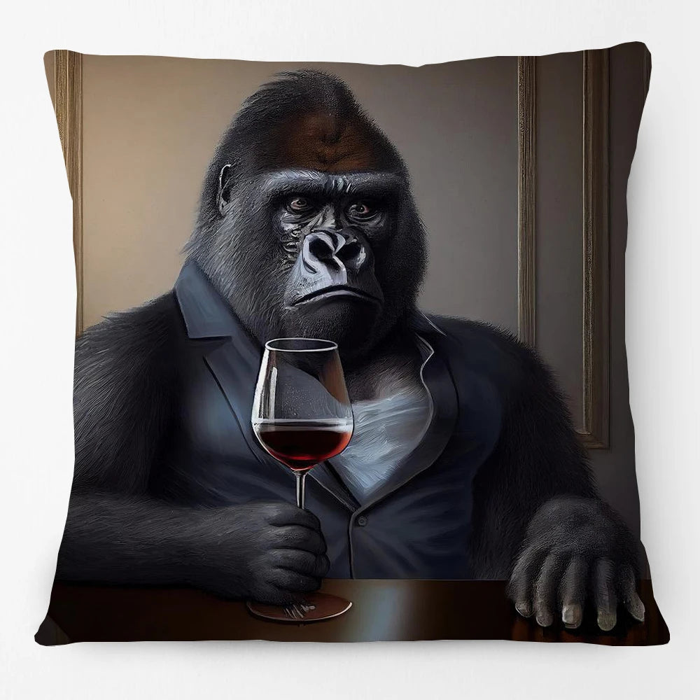 Cushion Cover Vintage Wine Bar Animal Print 45cm | Cheetah Kangaroo Donkey & More
