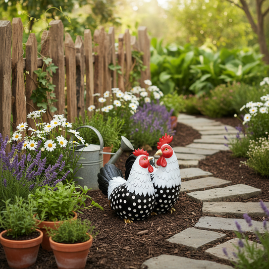 Chicken Rooster Lovers Ornament Black White Farmhouse Decor