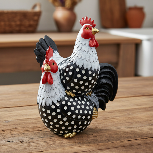 Chicken Friends Ornament Black White Farmhouse Garden Decor
