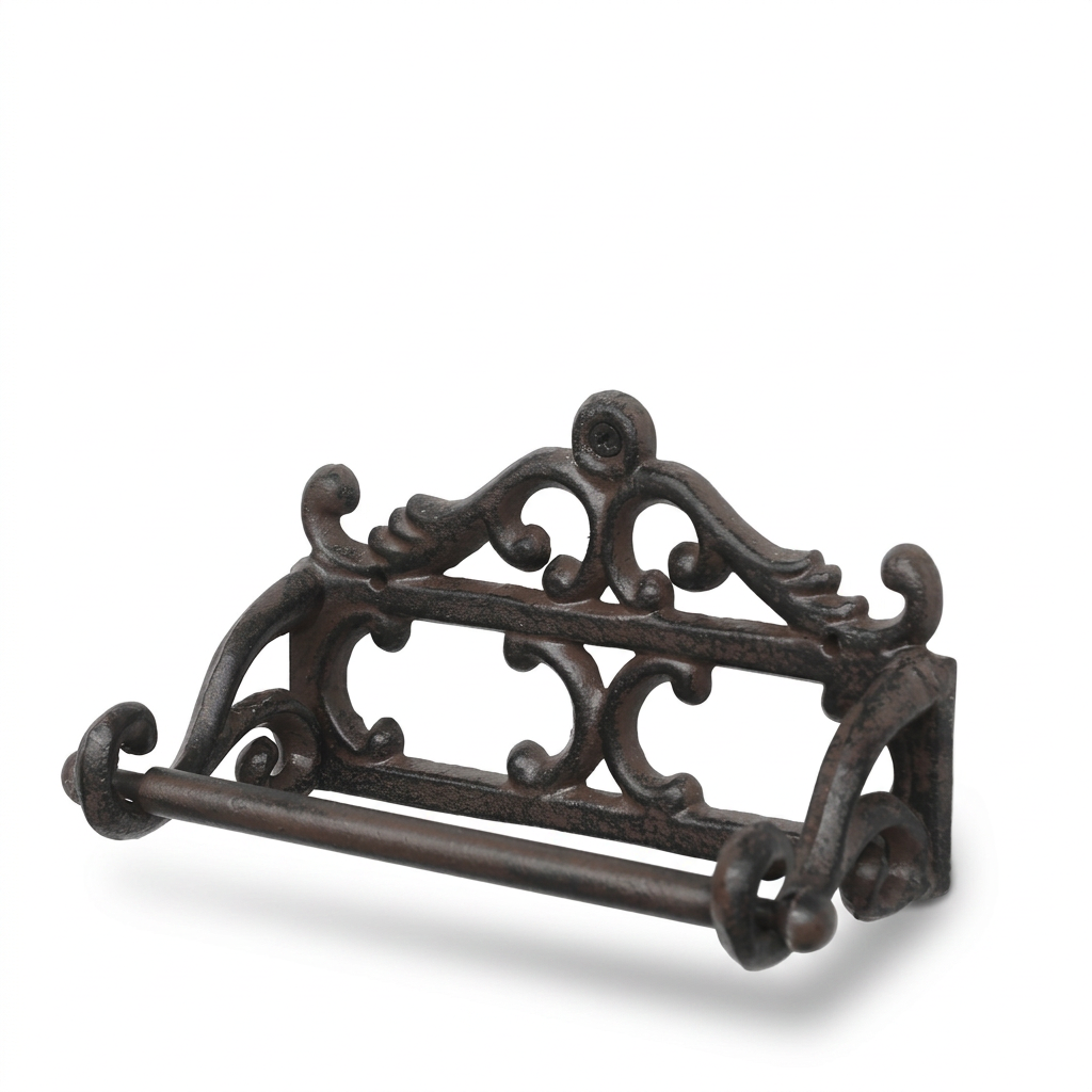 Dark Scroll toilet roll holder on white