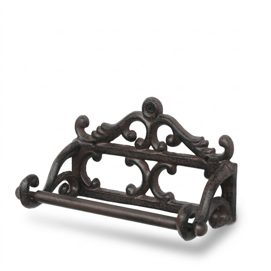 Dark Scroll toilet roll holder on white