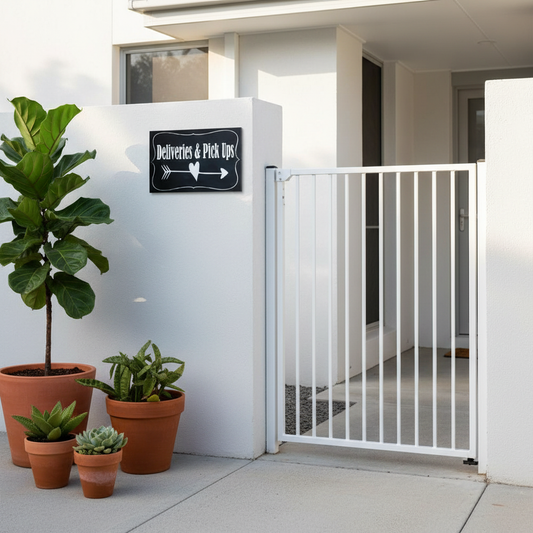 Deliveries home gate sign