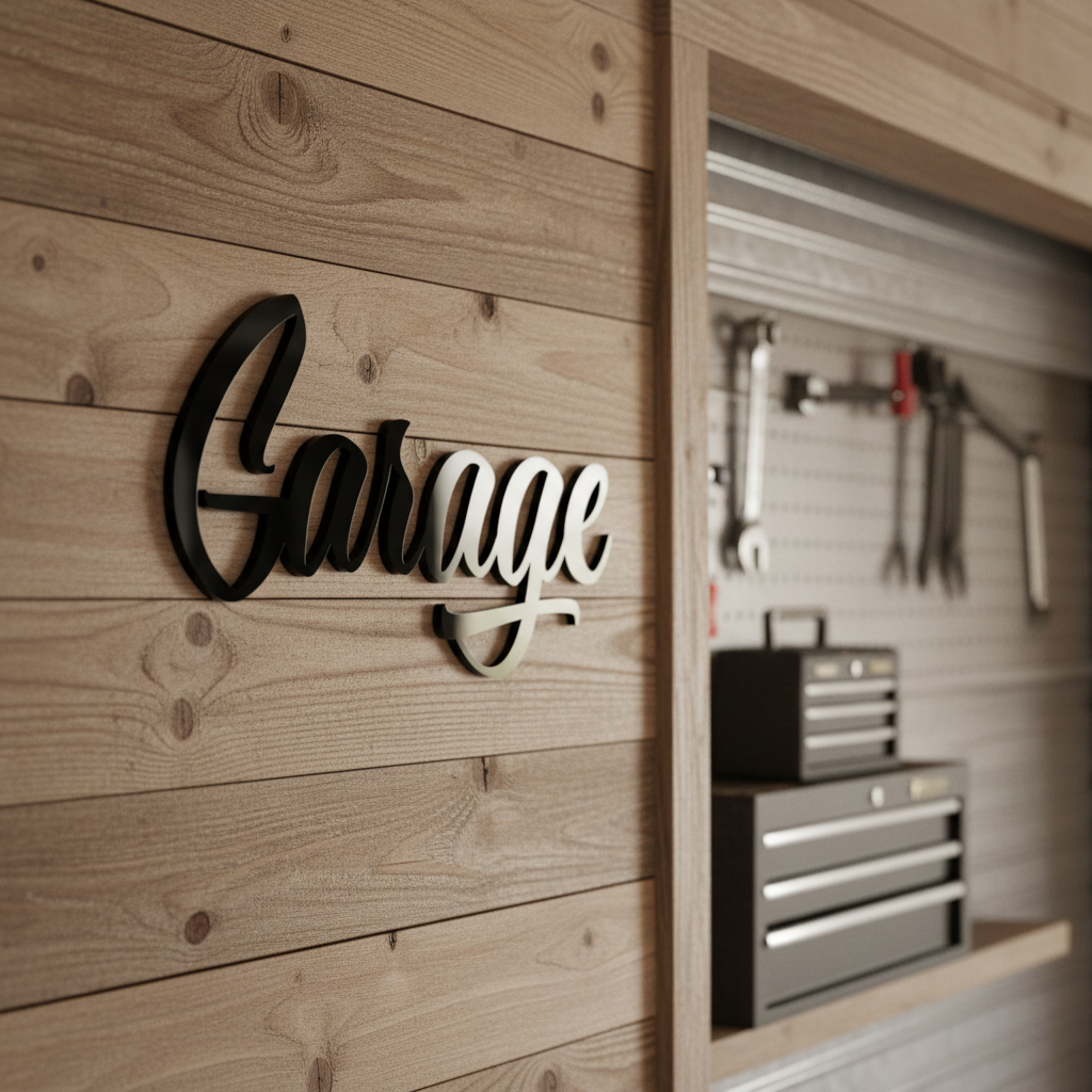 Garage Sign Rustic Timber Wall Workshop