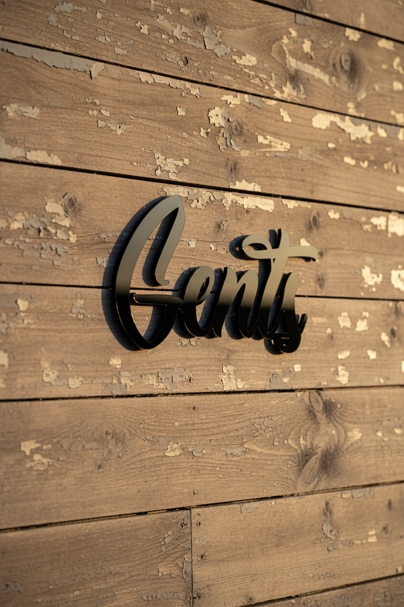 Gents Sign Distressed Barn Wall