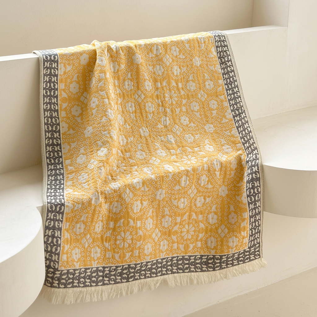 Golden floral towel background edit