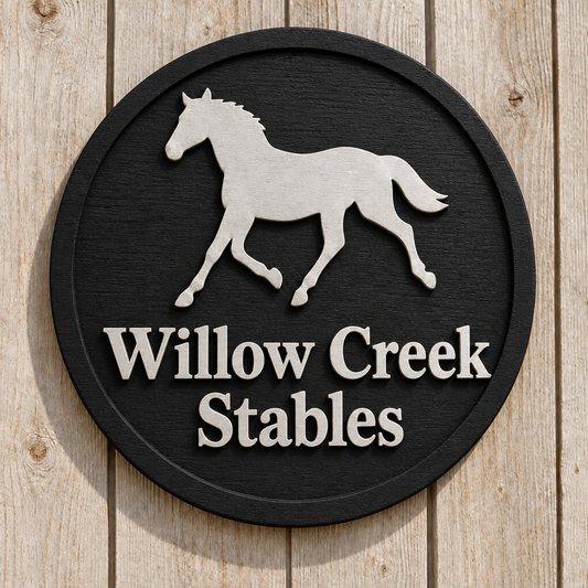 Horse sign with a raised circular border