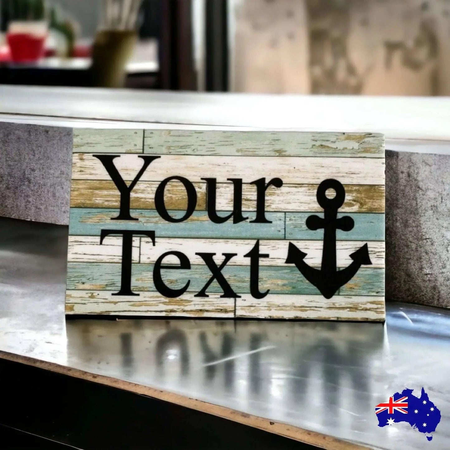 Anchor Nautical Blue Boat Custom Personalised Sign - The Renmy Store Homewares & Gifts