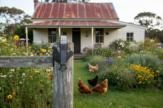 Rain Gauge Chicken Country Farmhouse - Stake or Wall Mount - Aussie Made