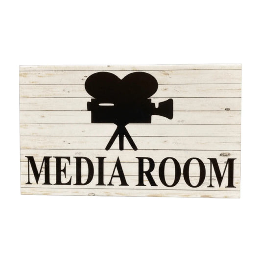 Media Room Rustic Door Sign - The Renmy Store Homewares & Gifts