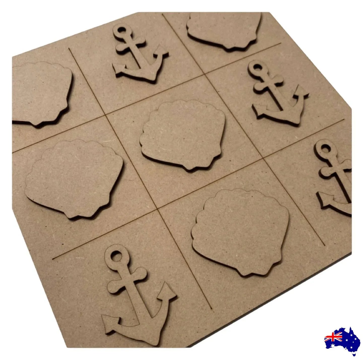 Tic Tac Toe Noughts Crosses Wood DIY Craft Nautical Beach - The Renmy Store Homewares & Gifts