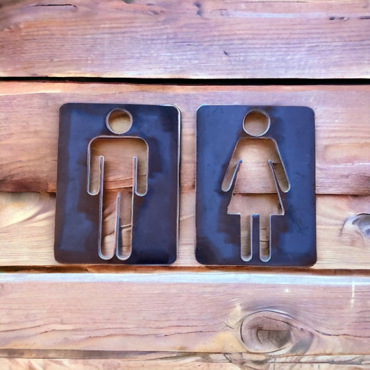 Toilet Male Female Set 2 Steel Metal Sign - The Renmy Store Homewares & Gifts 