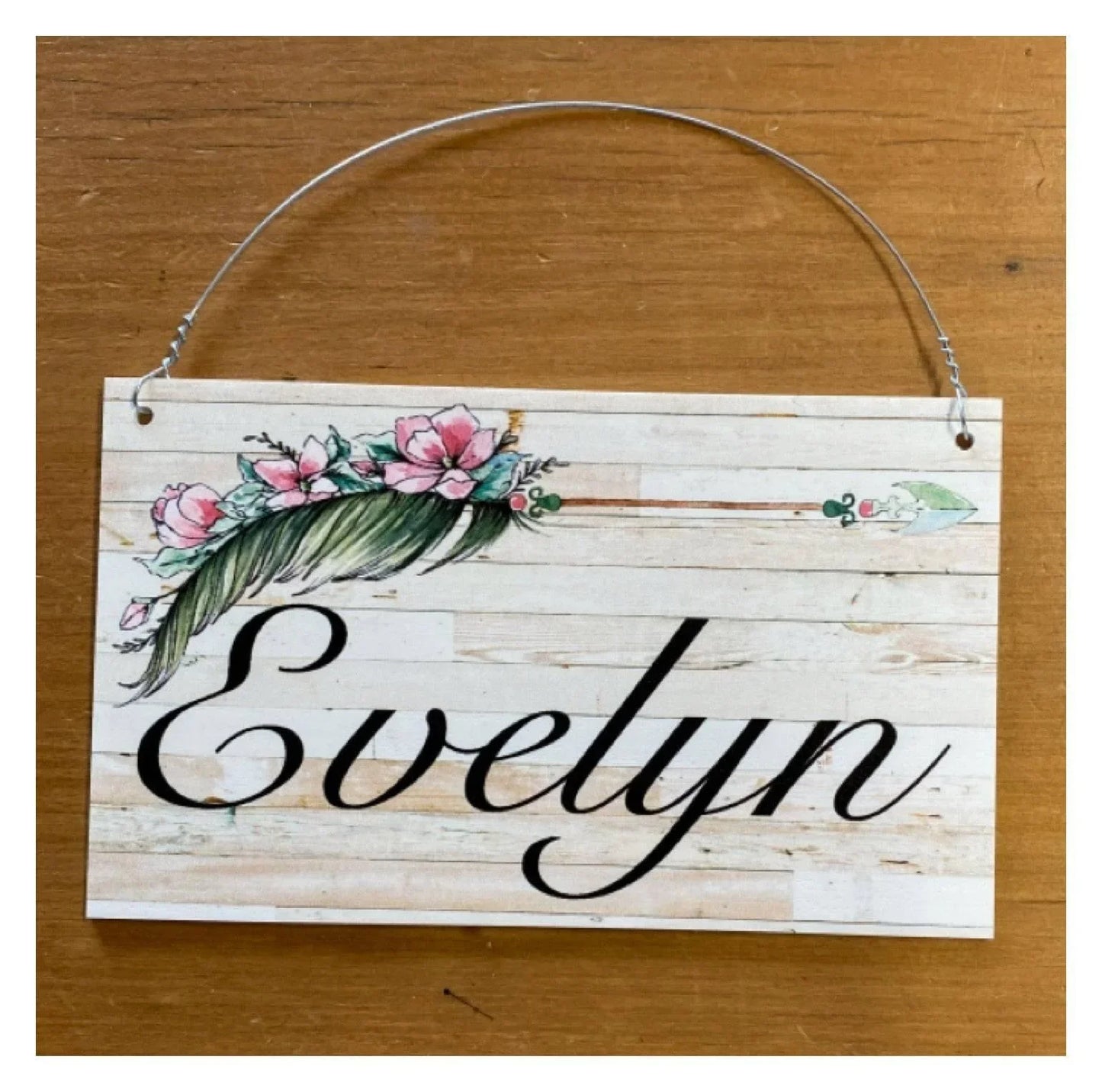 Feather Flower Arrow Custom Personalised Sign - The Renmy Store Homewares & Gifts