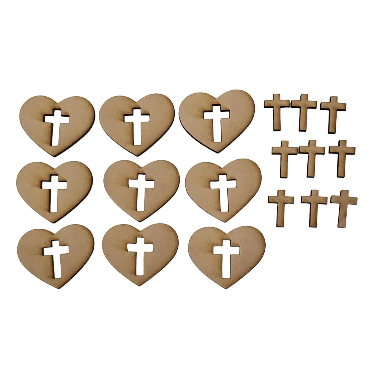 Heart & Cross Set of 18 MDF Shape DIY Raw Cut Out Art Craft Decor - The Renmy Store Homewares & Gifts