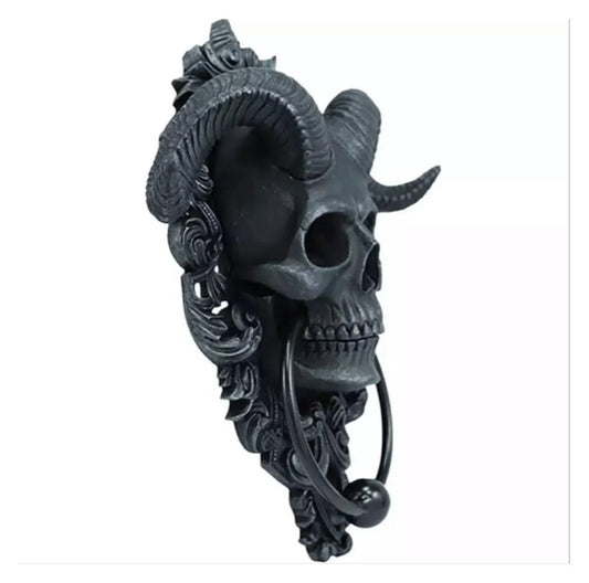 Door Knocker Skull Horns Gothic Small - The Renmy Store Homewares & Gifts