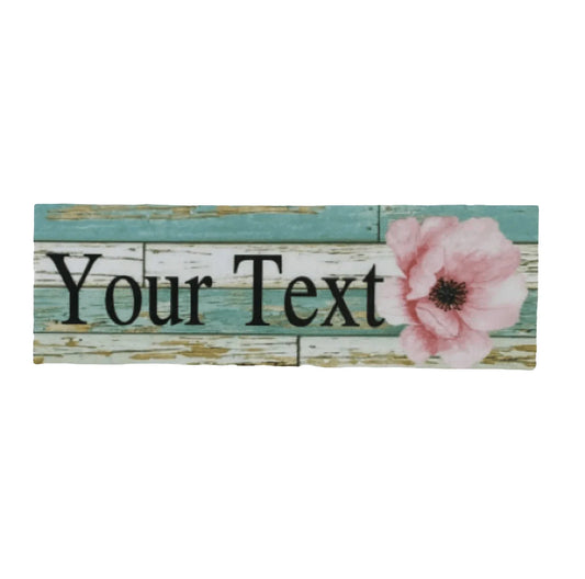 Flower Pink Custom Personalised Rustic Blue Sign - The Renmy Store Homewares & Gifts