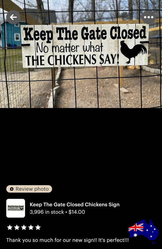 Keep The Gate Closed Chickens Sign - The Renmy Store Homewares & Gifts
