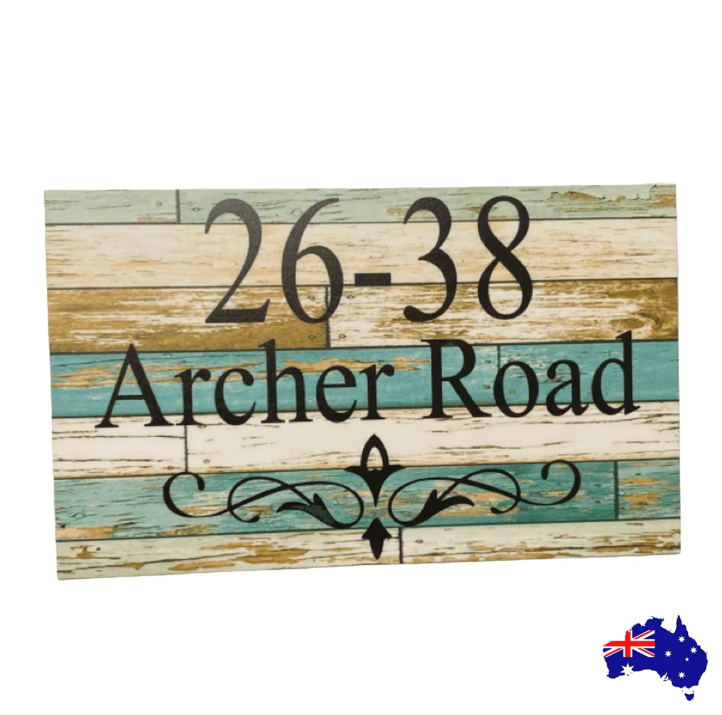 Personalised Street Number Address House Rustic Blue Sign - The Renmy Store Homewares & Gifts
