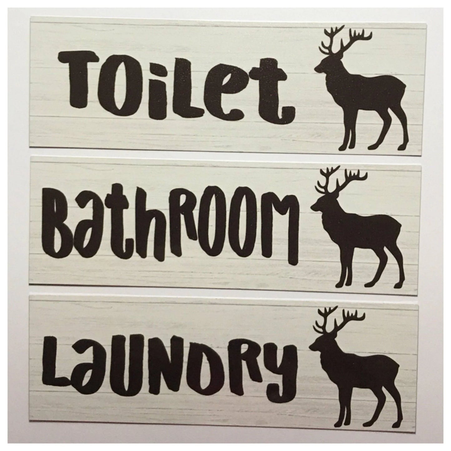 Stag Deer Black Door Sign Toilet Laundry Bathroom - The Renmy Store Homewares & Gifts