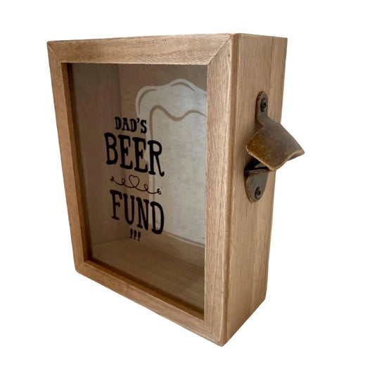 Money Box Dads Beer Fund Rustic with Bottle Opener - The Renmy Store Homewares & Gifts
