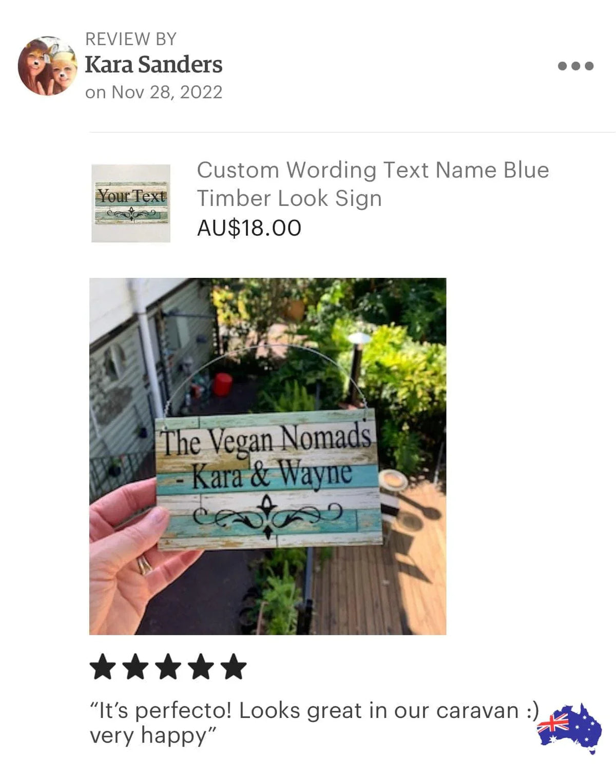 Custom Personalised Blue Timber Look Sign - The Renmy Store Homewares & Gifts