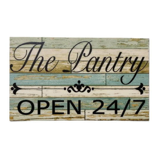 The Pantry Open 24/7 Kitchen Vintage Blue Sign - The Renmy Store Homewares & Gifts