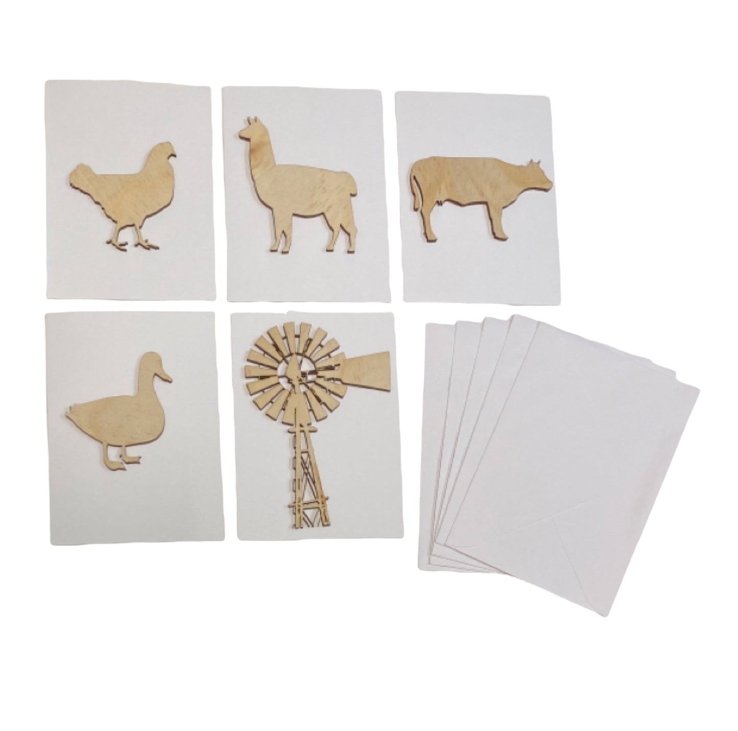 Card Envelope Greeting Set of 5 Country Farm White - The Renmy Store Homewares & Gifts 