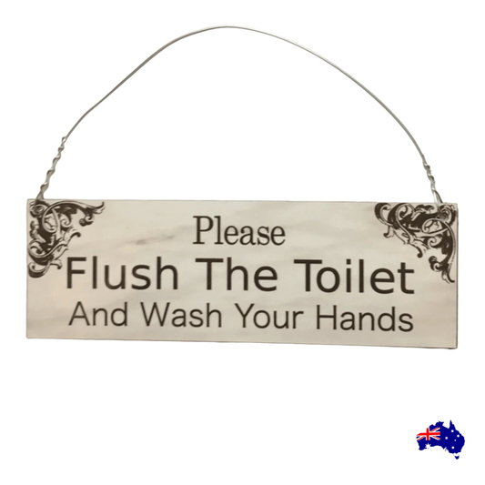 Flush Toilet Wash Your Hands Sign - The Renmy Store Homewares & Gifts