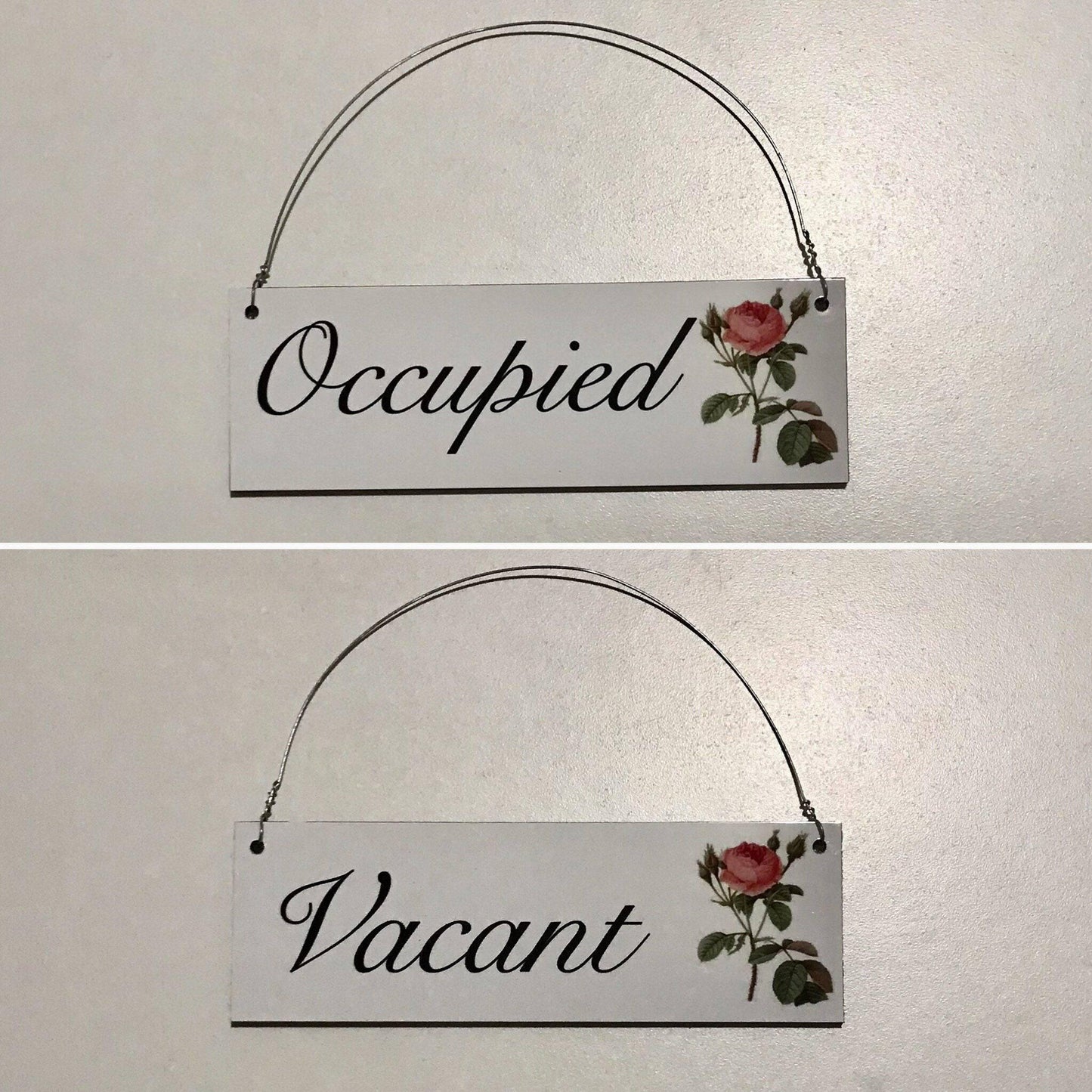 Vacant & Occupied Rose Toilet Bathroom Door Sign - The Renmy Store Homewares & Gifts