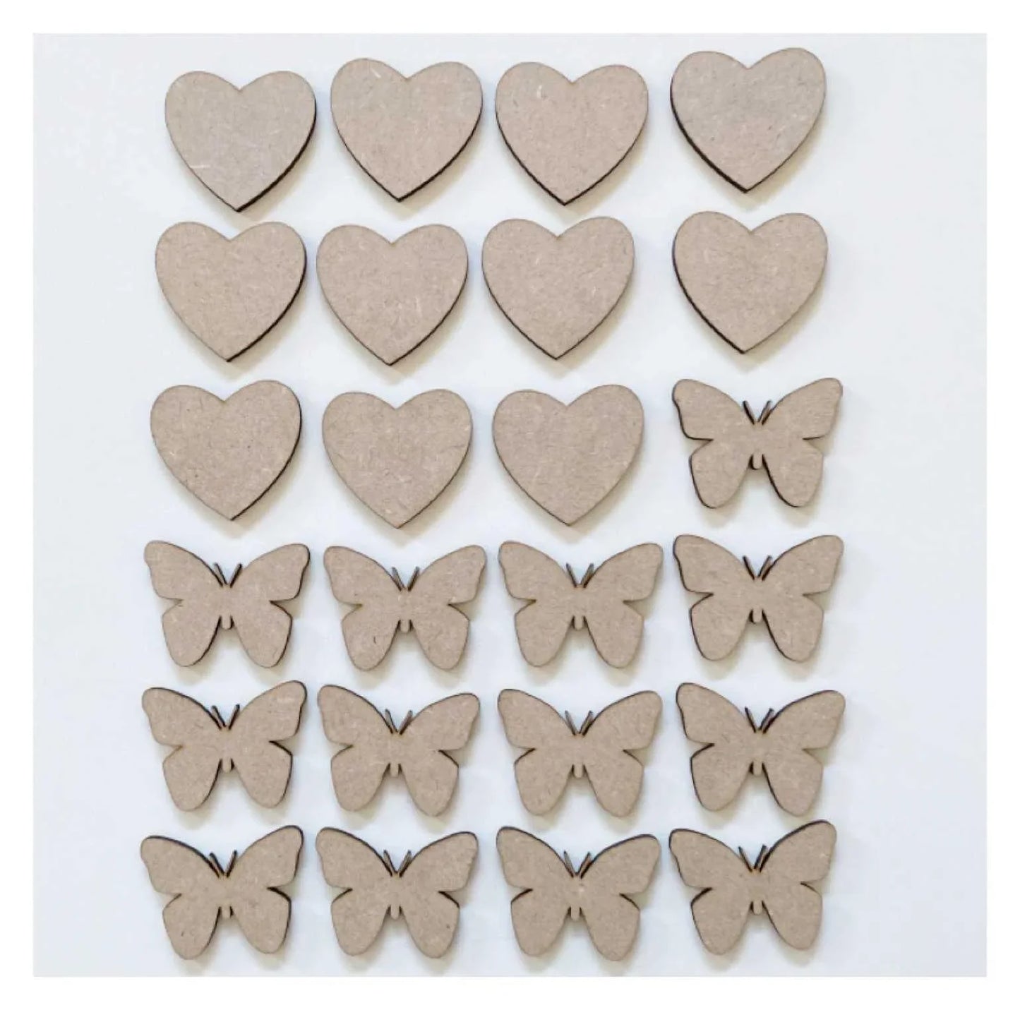 Butterfly & Heart Set of 24 MDF Timber DIY Raw Craft - The Renmy Store Homewares & Gifts
