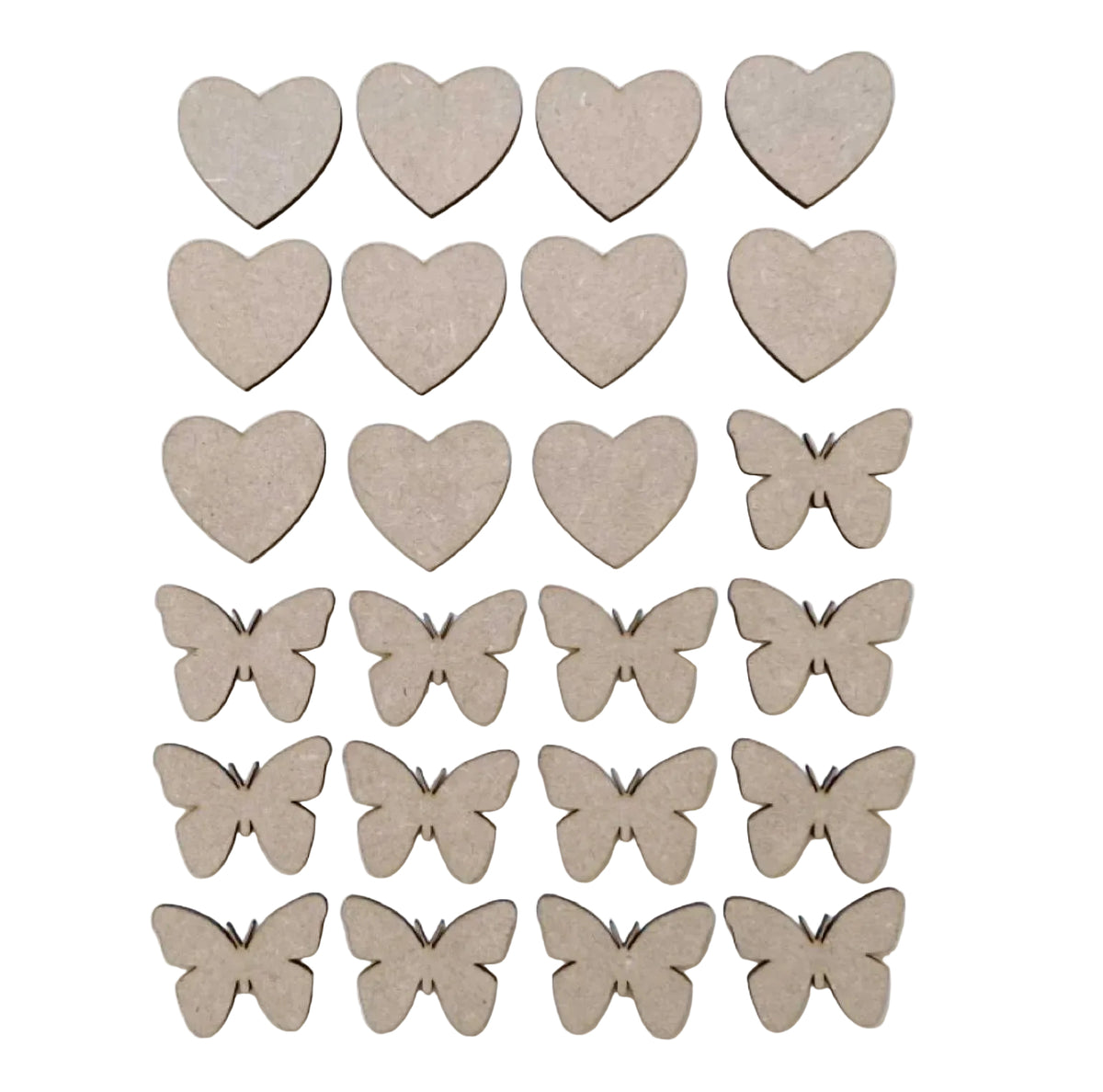 Butterfly & Heart Set of 24 MDF Timber DIY Raw Craft - The Renmy Store Homewares & Gifts